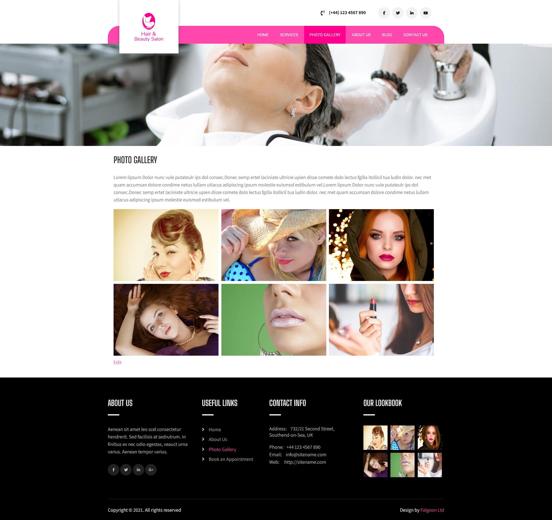 Demo gallery page of the Hairdrassers, Beauty/Nail Salons websites