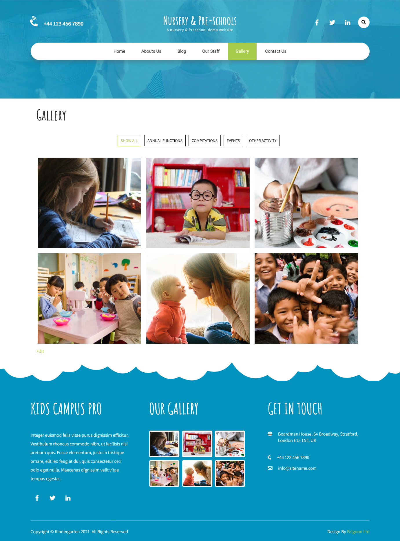 Demo gallery page of the pre-schools & nurseries websites